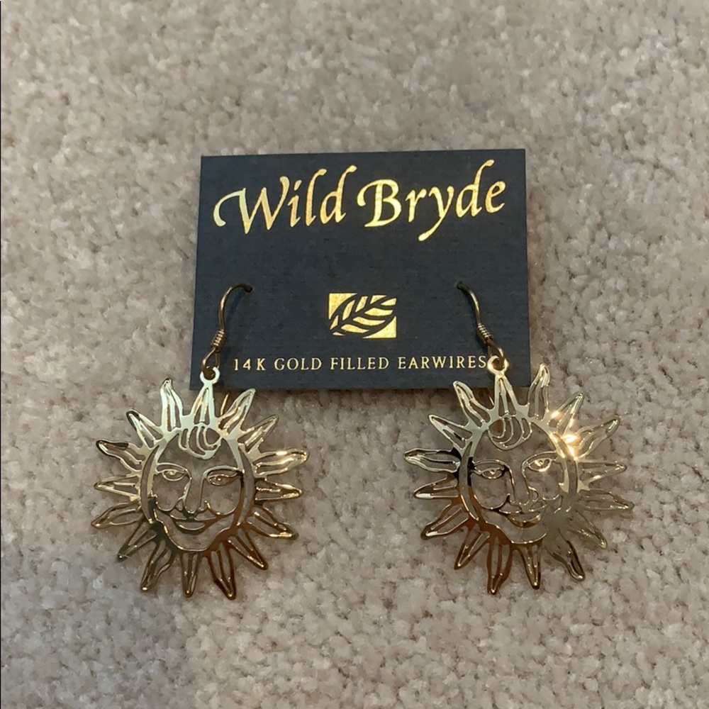 Brand new Wild Bryde 14K gold filled sun earrings